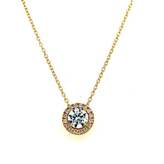 9ct Yellow Gold CZ Halo Necklet