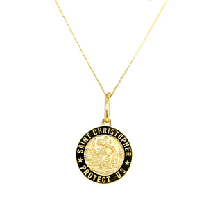 9ct Yellow Gold Round St Christopher Medal Pendant