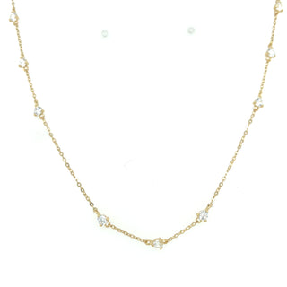 9ct Yellow Gold Scattered Round CZ Chain