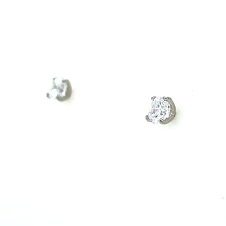 9ct White Gold 4 Claw Cz Stud Earrings