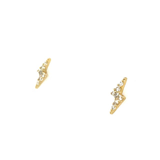9ct Yellow Gold Lightning Bolt Stud Earrings