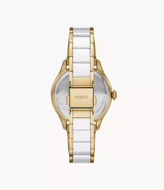 Fossil Gilmore Three-Hand Date Gold-Tone and White Ceramic Watch