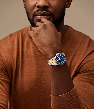 Fossil Blue Dive Three-Hand Date Two-Tone Stainless Steel Watch