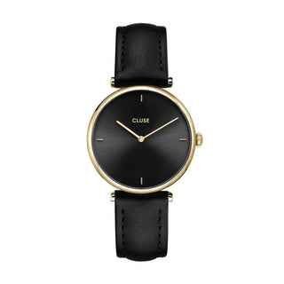 Cluse Triomphe Black Face Leather Strap Watch CW10404