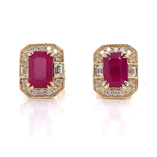 9ct Yellow Gold Earth Grown Ruby, White Sapphire & Diamond Pendant & Earring Bundle