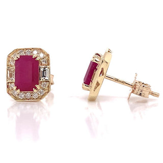 9ct Yellow Gold Earth Grown Ruby, White Sapphire & Diamond Pendant & Earring Bundle