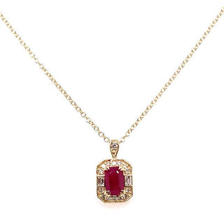 9ct Yellow Gold Earth Grown Ruby, White Sapphire & Diamond Pendant & Earring Bundle