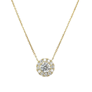 14ct Yellow Gold Laboratory Grown Diamond Halo Pendant & Earring Bundle