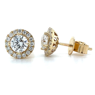 14ct Yellow Gold Laboratory Grown Diamond Halo Pendant & Earring Bundle
