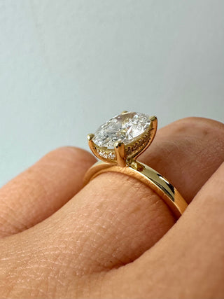 Millie - 18ct Yellow Gold 1.64ct Laboratory Grown Oval Solitaire Engagement Ring With Hidden Halo