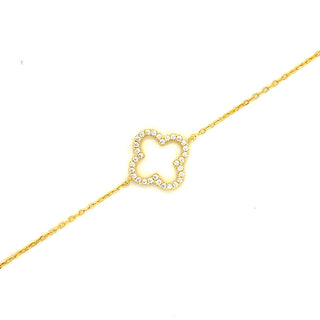 Golden Open Clover Cz Bracelet