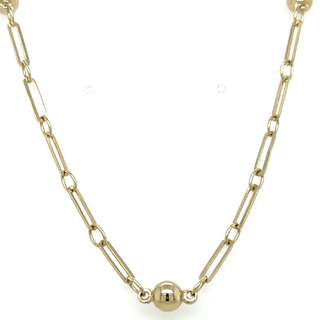 Vintage 9ct Yellow Gold Mixed Link & Bead Necklace