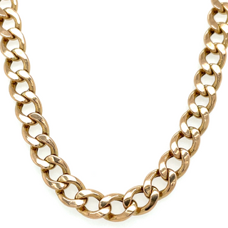Vintage 9ct Yellow Gold Round Curb Chain Necklace