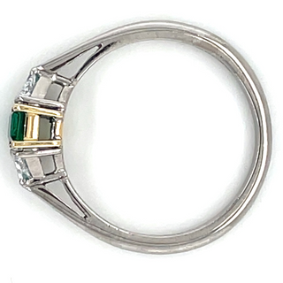 Vintage 18ct White Gold Emerald and Earth Grown Diamond Trilogy Ring