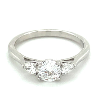 Brooke - 14ct White Gold .75ct Laboratory Grown Round Centre and Side Pear Diamond Ring