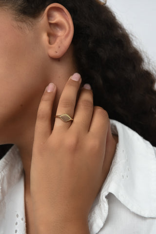 9ct Yellow Gold Diamond Shaped Signet Ring