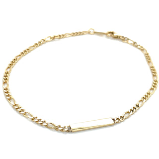 9ct Yellow Gold Figaro ID Bracelet