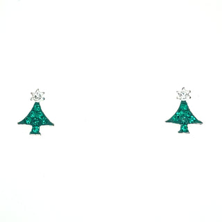 Children’s Sterling Silver Christmas Tree Ear Studs