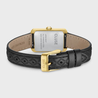 Cluse Belisenna Watch Leather, Black Quilted, Gold Colour