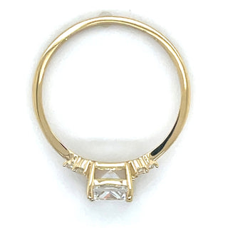 9ct Yellow Gold Cushion Cut Ring With Side Stones
