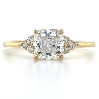 9ct Yellow Gold Cushion Cut Ring With Side Stones