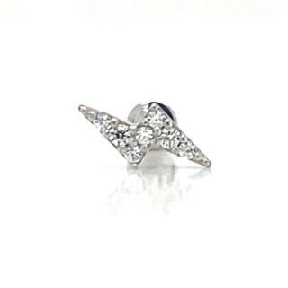 9ct White Gold Lightening Bolt Single Flatback Earring