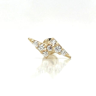 9ct Yellow Gold Lightening Bolt Single Flatback Earring