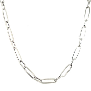 9ct White Gold Long Link Necklace