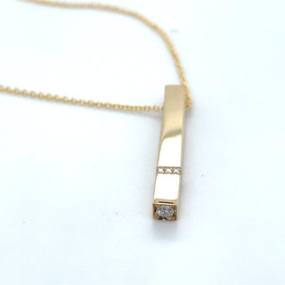 Tadgh Óg 9ct Yellow Gold Vertical Bar Pendant with 0.20ct Laboratory Grown Diamonds