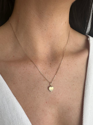 9ct Yellow Gold Petite Heart Pendant with Beaded Edge