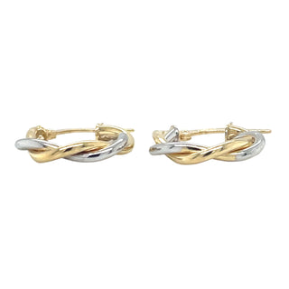 9ct Gold Two Tone Twisted Hoop Earrings