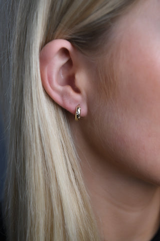 9ct Yellow Gold Hoop Earrings with Scattered Cz