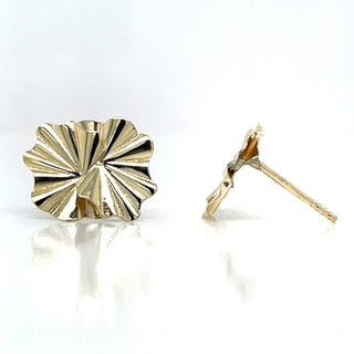 9ct Yellow Gold Folded Wave Crinkle Stud Earrings