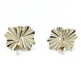 9ct Yellow Gold Folded Wave Crinkle Stud Earrings