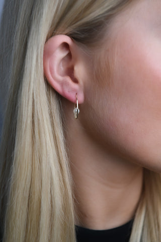 9ct Yellow Gold Curve Pearl Hoop Earrings