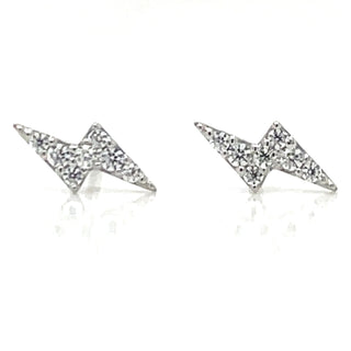 9ct White Gold Lightening Bolt Stud Earrings