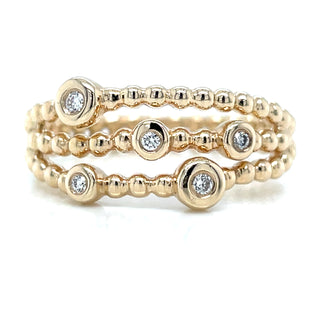 Vintage 14ct Scattered Triple Layer 0.50ct Earth Diamond Ring