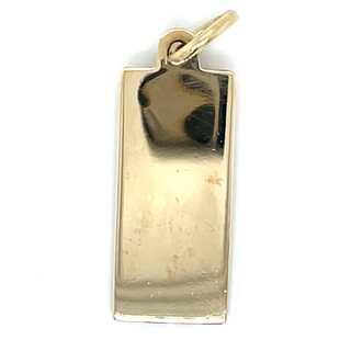 Vintage 9ct Yellow Gold Small Dog Tag Pendant