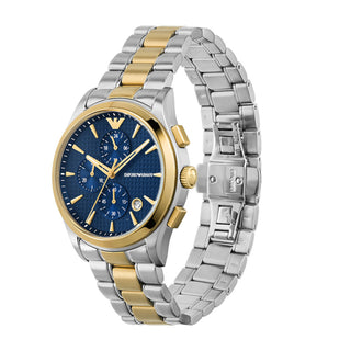 Emporio Armani Chronograph Two-Tone Blue Dial Gents Watch