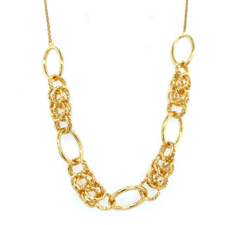 Aura Golden Oval Link Textured Train Necklace