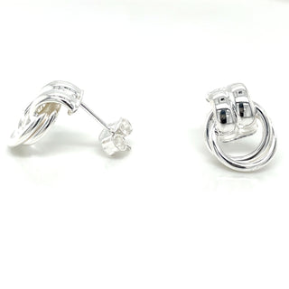 Sterling Silver Double Drop Intertwined Ring Earrings