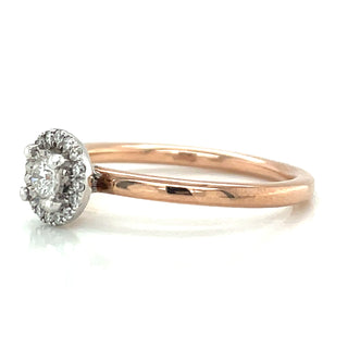 9ct Rose Gold 0.18ct Round Halo Earth Grown Diamond Ring