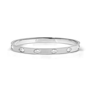 PRETTY BANGLES BRACELET, SATIN FINISH WITH WHITE STONES SILVER