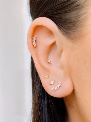 Golden Marquise Cz Single Ear Stud