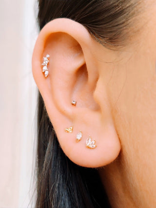 Golden Marquise Cz Single Ear Stud