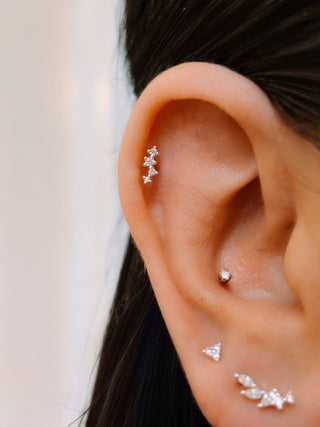 Sterling Silver Scattered Cz Single Ear Stud