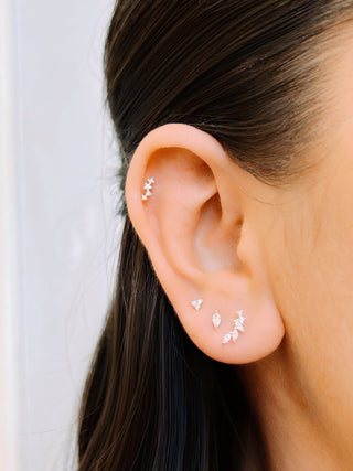 Sterling Silver Scattered Cz Single Ear Stud