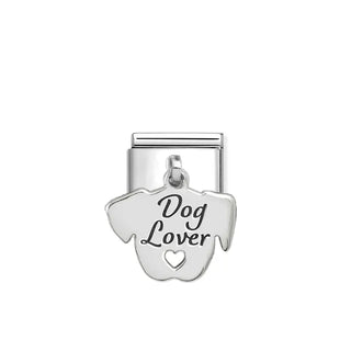 Composable Classic ENGRAVED CHARMS (IC) steel and sterling Silver Dog Lover Face