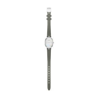 Emporio Armani Mother of Pearl Watch with Oval Dial and Grey Strap