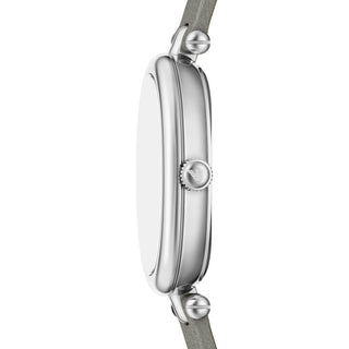 Emporio Armani Mother of Pearl Watch with Oval Dial and Grey Strap